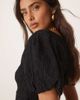 GINA TRICOT Gina Tricot wavy textured jersey with puff sleeves and peplum hem in black - 4
