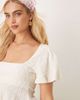GINA TRICOT Gina Tricot wavy textured jersey with puff sleeves and peplum hem in ecru white - 2