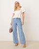GINA TRICOT Gina Tricot wavy textured jersey with puff sleeves and peplum hem in ecru white - 3