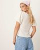 GINA TRICOT Gina Tricot wavy textured jersey with puff sleeves and peplum hem in ecru white - 4