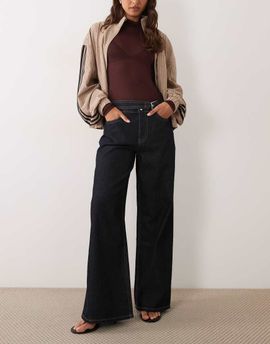 GINA TRICOT Gina Tricot wide leg buckle jeans in rinse wash blue