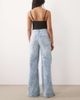 GINA TRICOT Gina Tricot wide leg embroidered jeans in light wash blue - 2