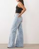 GINA TRICOT Gina Tricot wide leg embroidered jeans in light wash blue - 3