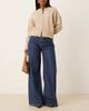 GINA TRICOT Gina Tricot wide leg flared palazzo jeans in indigo dark wash blue - 1