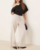 GINA TRICOT Gina Tricot wide leg linen blend pants with drawstring waist in beige-White - 1