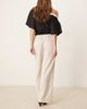 GINA TRICOT Gina Tricot wide leg linen blend pants with drawstring waist in beige-White - 3
