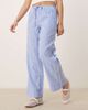 GINA TRICOT Gina Tricot wide leg linen blend pants with drawstring waist in blue and white stripes-Navy - 3