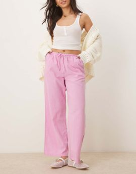 GINA TRICOT Gina Tricot wide leg linen blend pants with drawstring waist in pink