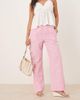 GINA TRICOT Gina Tricot wide leg linen pants with drawstring waist in pink stripe - 1