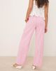 GINA TRICOT Gina Tricot wide leg linen pants with drawstring waist in pink stripe - 4