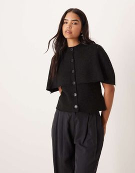 GINA TRICOT Gina Tricot wool alpaca knit cape cardigan in black