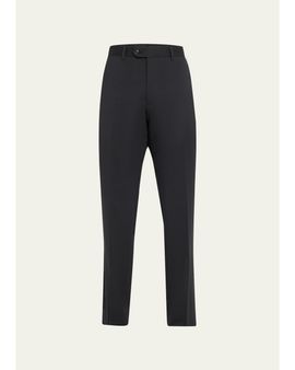 Giorgio Armani Basic Wool Flat-Front Trousers, Black