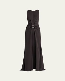 Giorgio Armani Beaded-Ring Silk Georgette Backless Gown