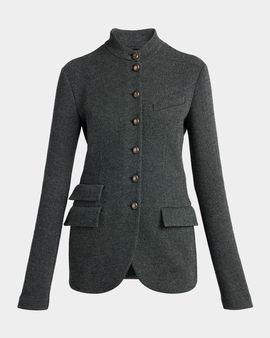Giorgio Armani Buttoned Herringbone Jacket