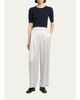 Giorgio Armani Crystal Crewneck Short-Sleeve Silk Knit Crop Shirt - 2