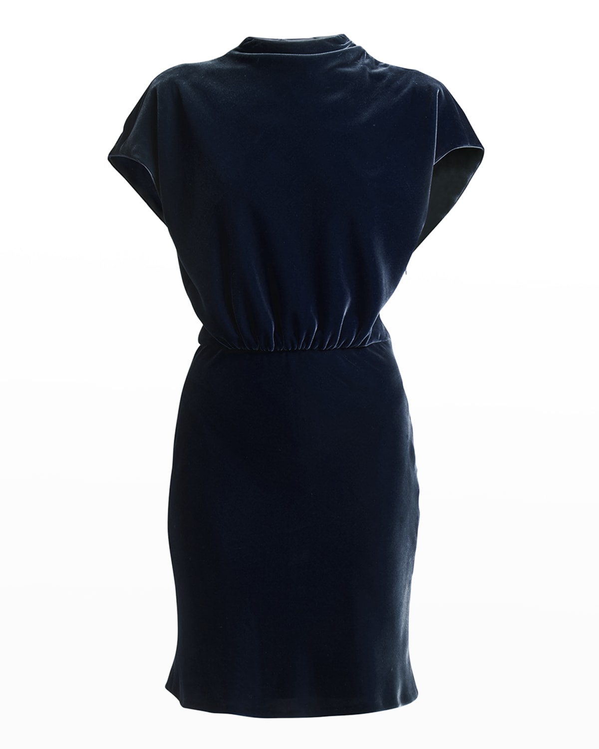 Giorgio Armani Draped Cap-Sleeve Velvet Dress