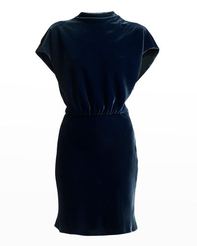 Giorgio Armani Draped Cap-Sleeve Velvet Dress