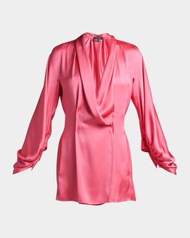 Giorgio Armani Draped Silk Tunic Blouse