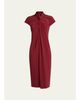 Giorgio Armani Draped Twisted-Collar Short-Sleeve Midi Dress - 1