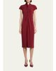 Giorgio Armani Draped Twisted-Collar Short-Sleeve Midi Dress - 2