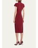 Giorgio Armani Draped Twisted-Collar Short-Sleeve Midi Dress - 3