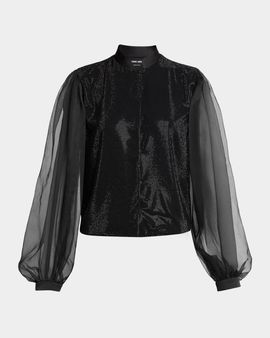 Giorgio Armani Embellished Balloon-Sleeve Silk Shirt