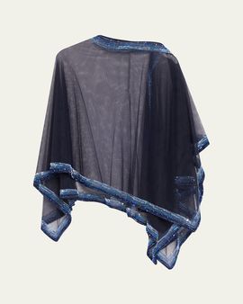 Giorgio Armani Embellished Edge Tulle Wrap Poncho