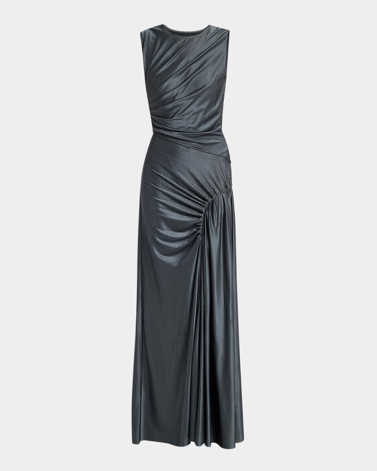 Giorgio Armani Embellished Ruched Long Sleeveless Dress