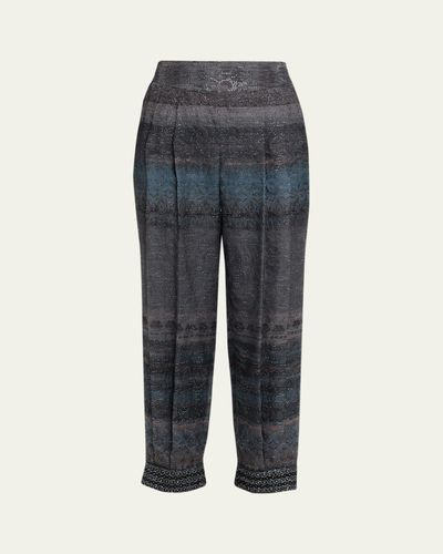 Giorgio Armani Embroidered Geo-Print Wook Straight-Leg Crop Trousers