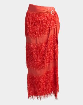 Giorgio Armani Fringe Sarong Maxi Skirt