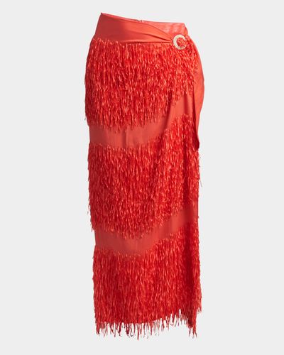 Giorgio Armani Fringe Sarong Maxi Skirt
