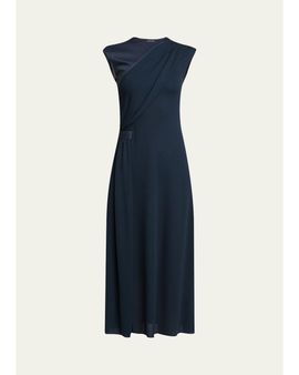 Giorgio Armani Gathered Sleeveless Midi Dress