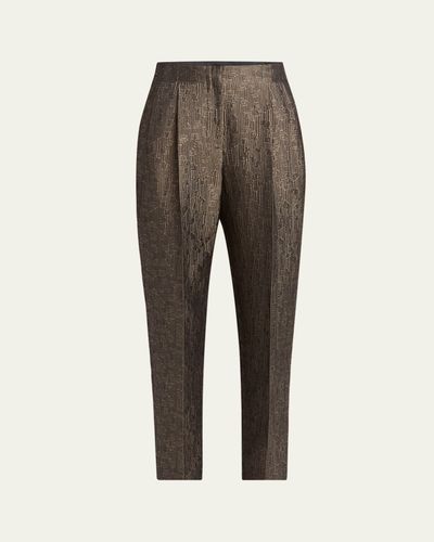 Giorgio Armani Geo Silk Jacquard Tapered-Leg Trousers