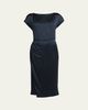 Giorgio Armani Hammered Satin Cap-Sleeve Wrap Midi Dress - 1