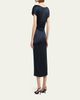 Giorgio Armani Hammered Satin Cap-Sleeve Wrap Midi Dress - 3