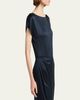 Giorgio Armani Hammered Satin Cap-Sleeve Wrap Midi Dress - 5