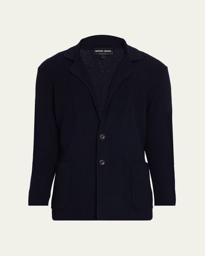 Giorgio Armani Men's Chevron Stitch Cotton Knit Blazer
