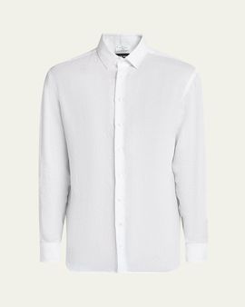Giorgio Armani Men's Classic Solid Linen Sport Shirt
