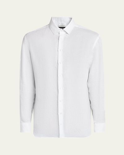 Giorgio Armani Men's Classic Solid Linen Sport Shirt