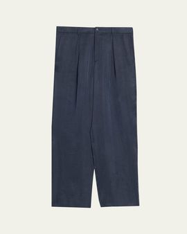 Giorgio Armani Men's Cotton and Lyocell Pleated Wide-Leg Trousers