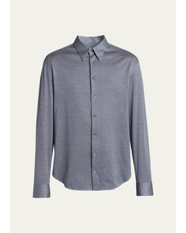 Giorgio Armani Men's Cotton Micro-Geometric Sport Shirt