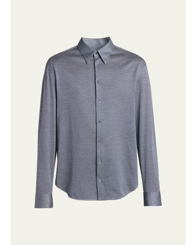 Giorgio Armani Men's Cotton Micro-Geometric Sport Shirt