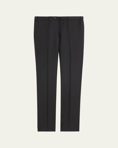Giorgio Armani Men's Flat-Front Wool Trousers