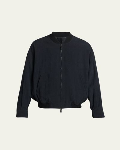 Giorgio Armani Men's Seersucker Full-Zip Bomber Jacket