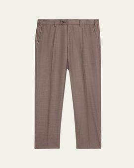 Giorgio Armani Men's Sharkskin Wool Flat-Front Trousers