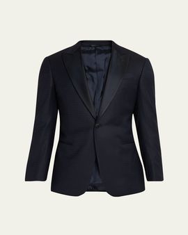 Giorgio Armani Men's Soft Jacquard Satin-Trim Single-Breasted Blazer