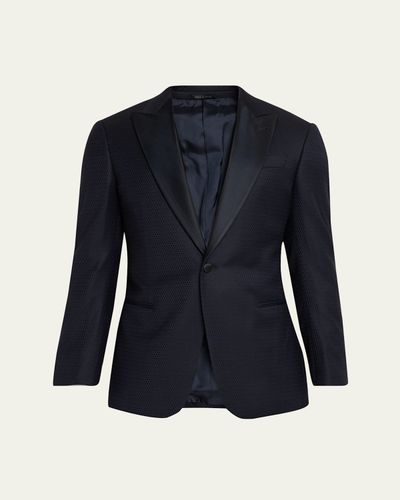 Giorgio Armani Men's Soft Jacquard Satin-Trim Single-Breasted Blazer