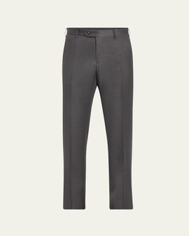 Giorgio Armani Men's Solid Wool Flat-Front Trousers