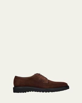 Giorgio Armani Men's Suede Rubber-Sole Derby Shoes