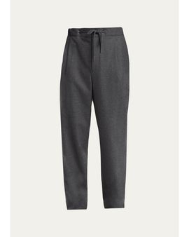 Giorgio Armani Men's Upton Cashmere-Stretch Pleated Drawstring Pants